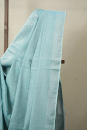 Aqua Blue Tissue Linen Saree With Tassels-SRABTLS261