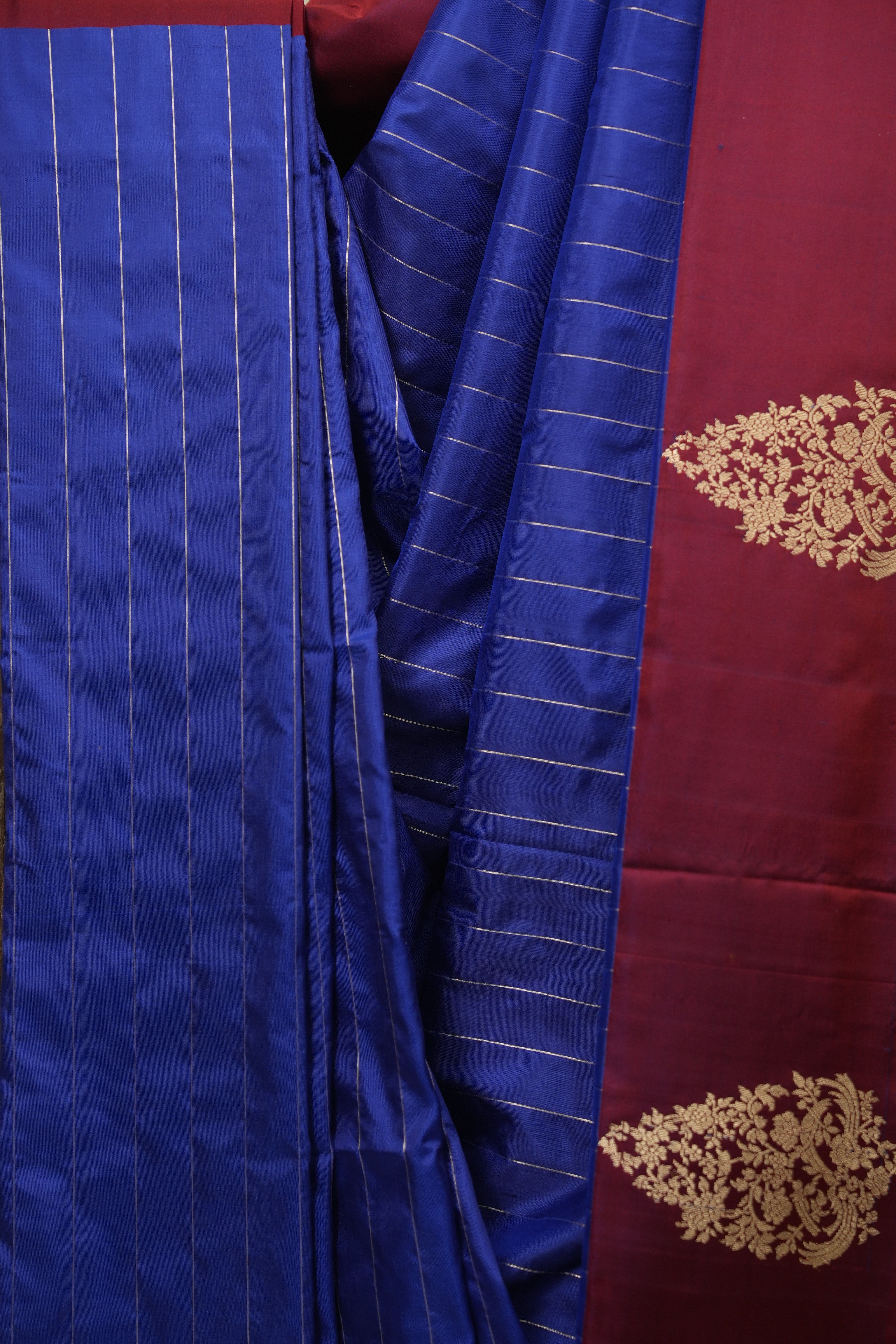 Navy Blue Banarasi Silk Saree - SRNBBSS935