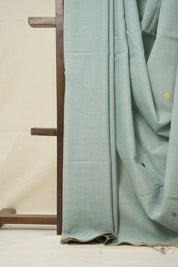 Light Rama Green Mul Cotton Jamdani Saree-SRLRGMCJS180