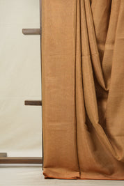 Copper Tissue Linen Saree With Tassels-SRCTLS259