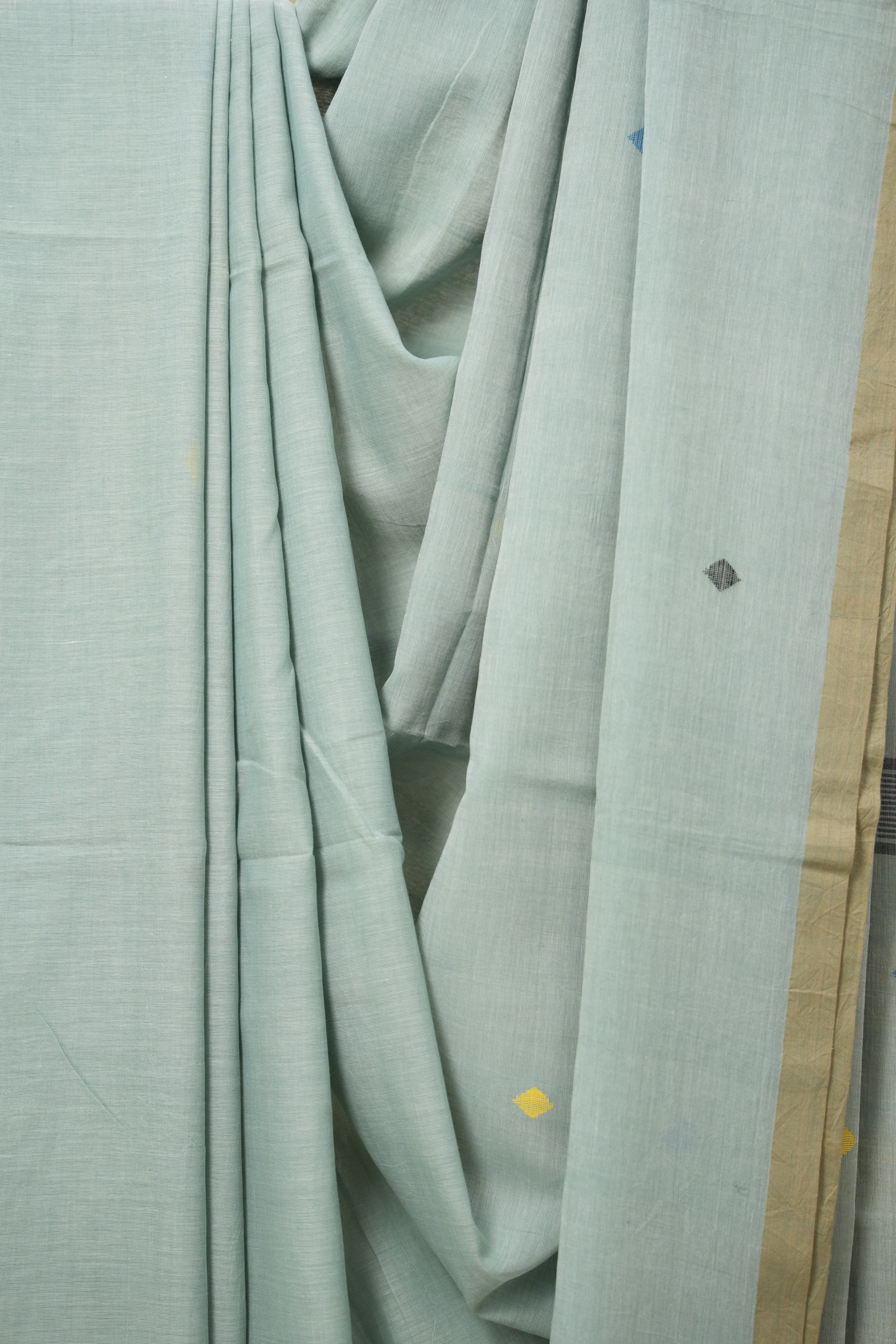 Light Rama Green Mul Cotton Jamdani Saree-SRLRGMCJS180