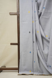 Powder Blue Mul Cotton Jamdani Saree-SRPBMCJS179