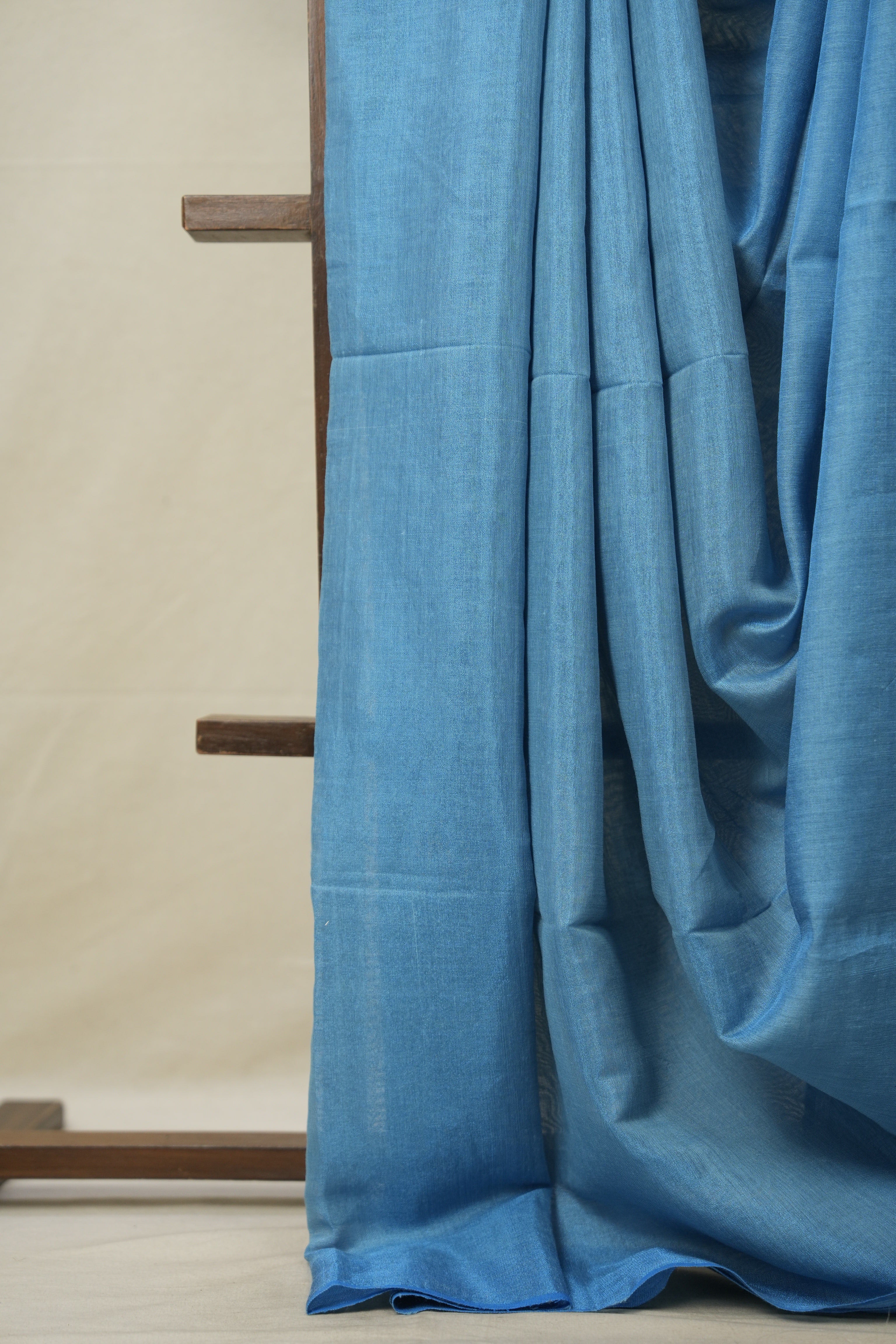Blue Tissue Linen Saree With Tassels-SRBTLS260