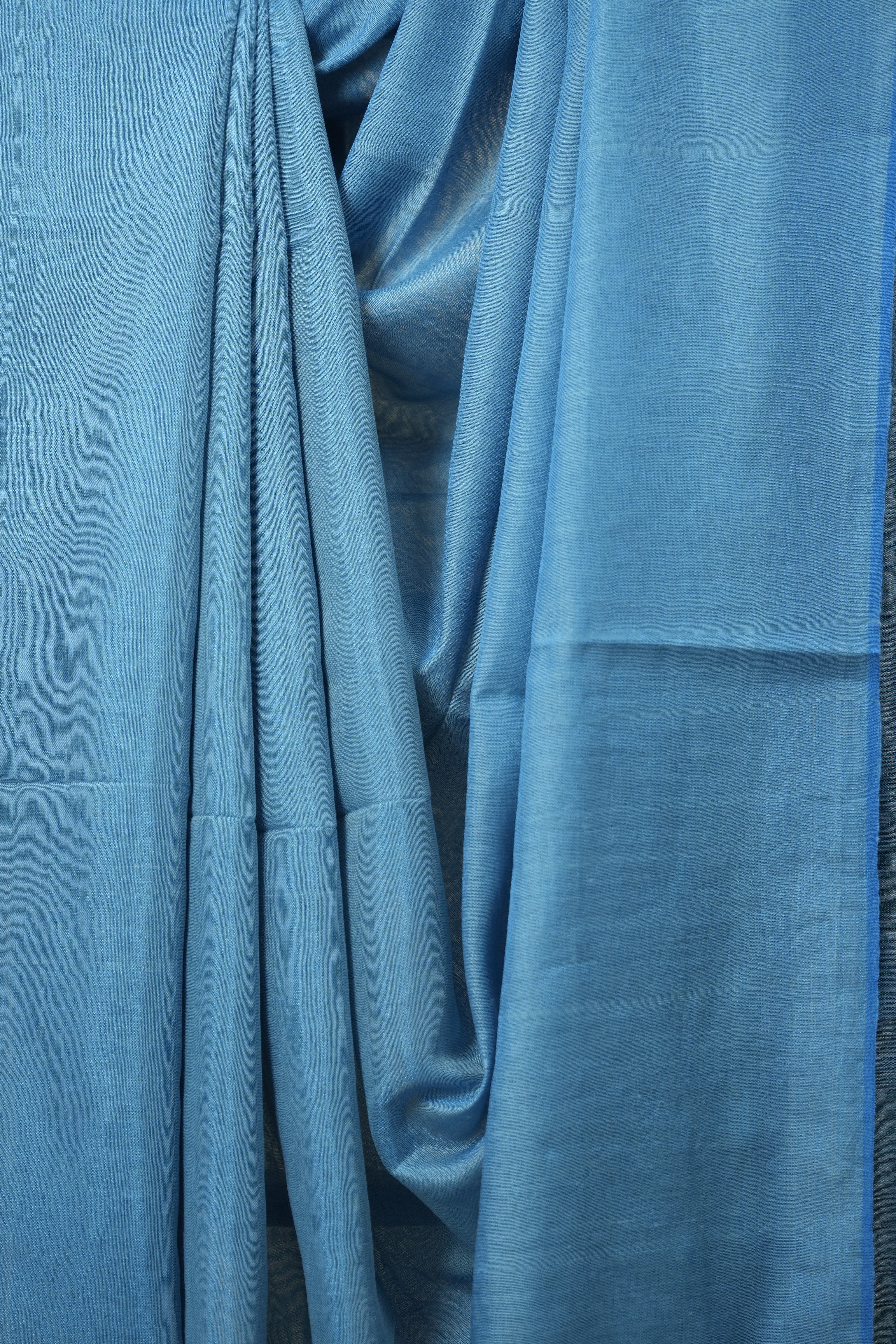Blue Tissue Linen Saree With Tassels-SRBTLS260