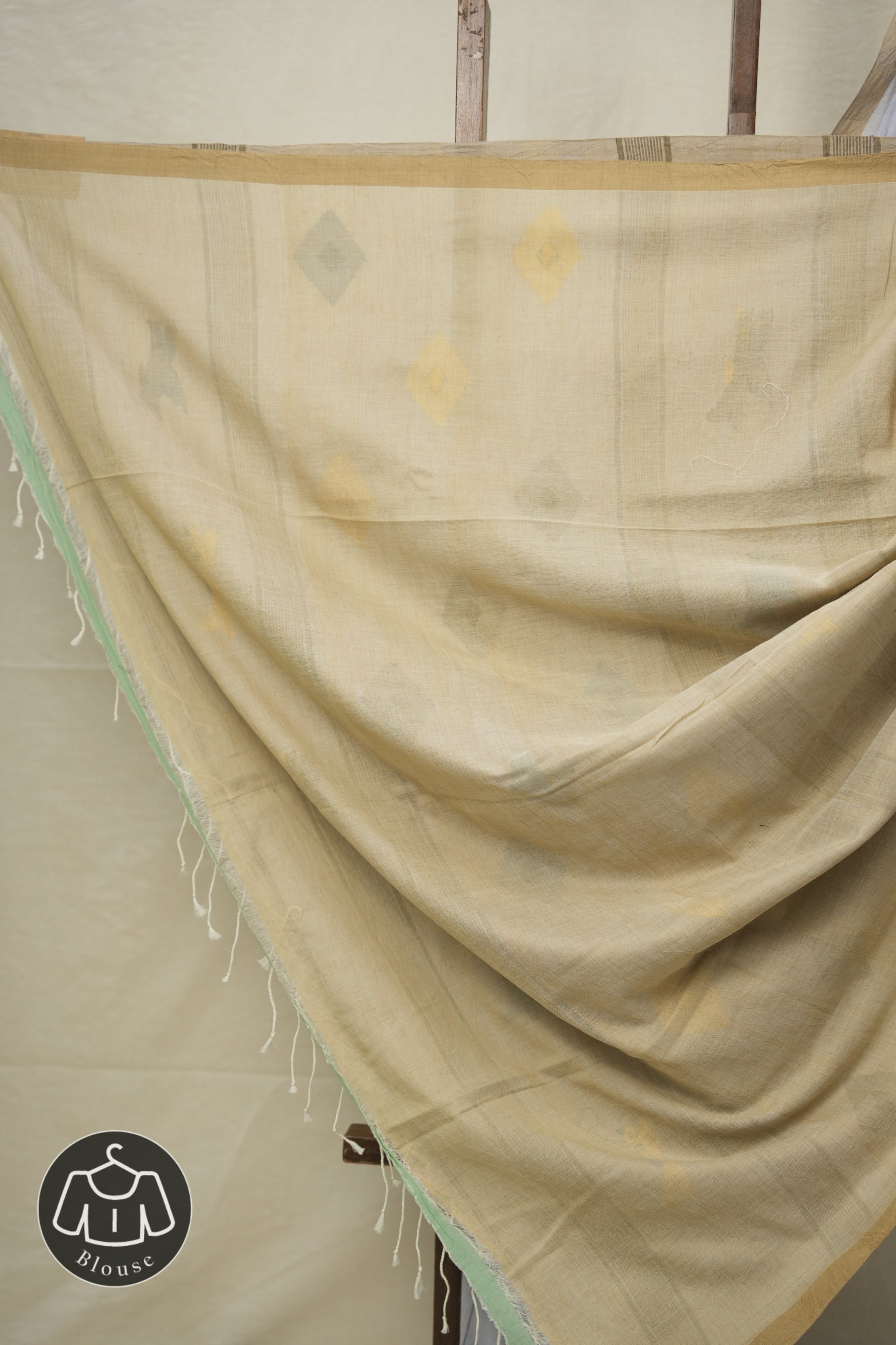 Powder Blue Mul Cotton Jamdani Saree-SRPBMCJS179