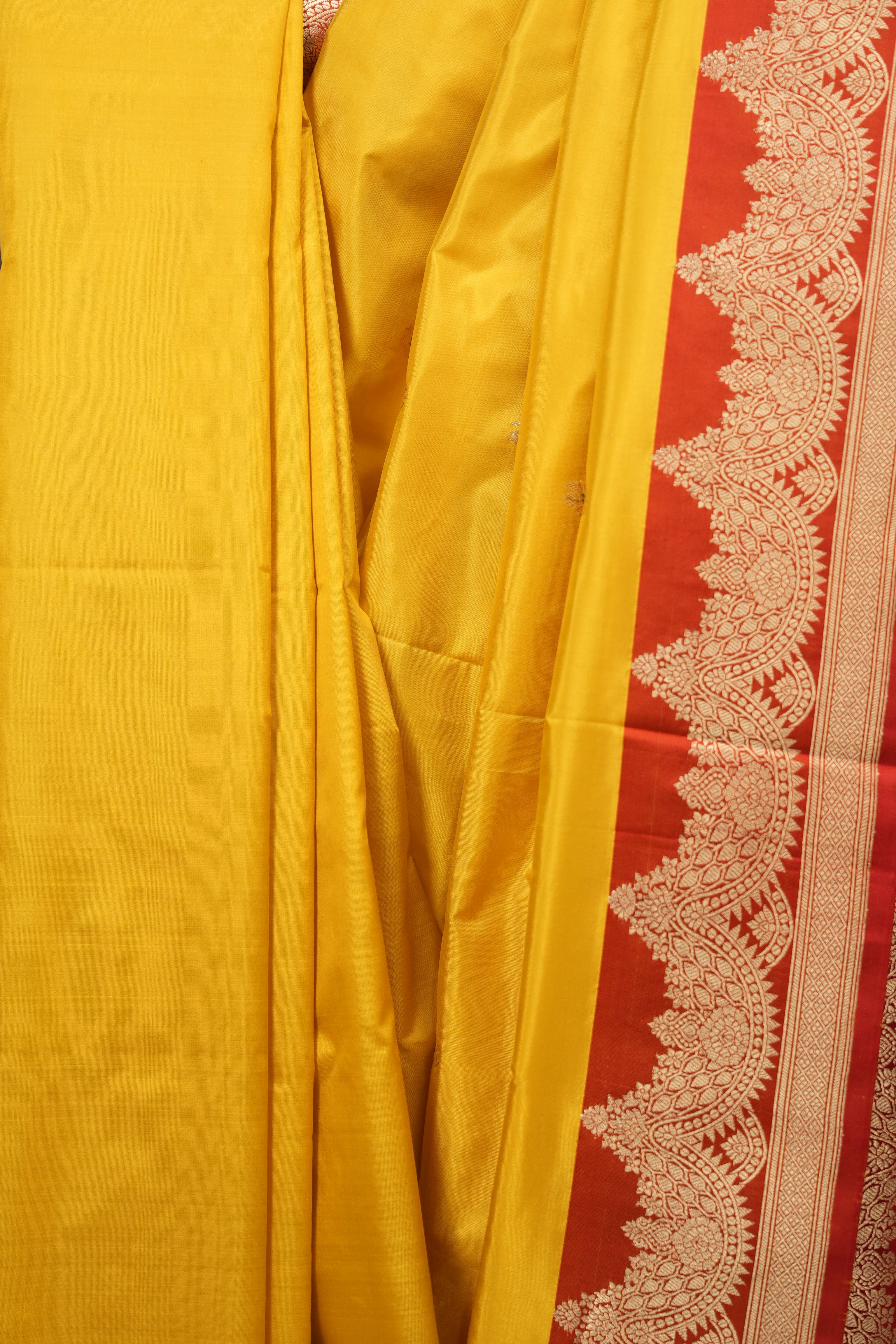 Yellow Banarasi Silk Saree - SRYBSS945