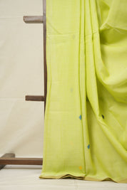 Parrot Green Mul Cotton Jamdani Saree-SRPGMCJS177