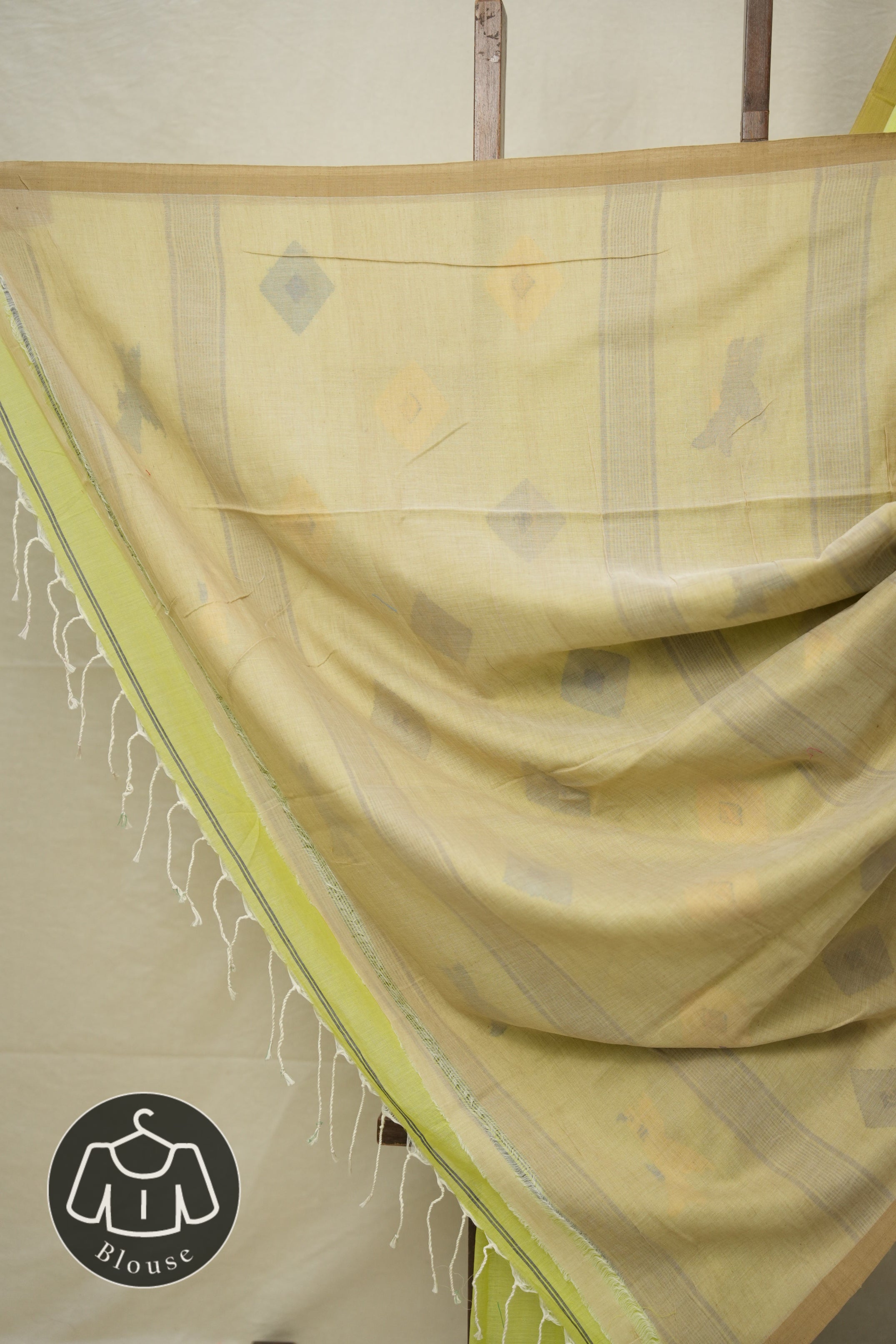 Parrot Green Mul Cotton Jamdani Saree-SRPGMCJS177