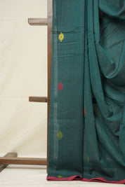 Dark Green Mul Cotton Jamdani Saree-SRDGMCJS181
