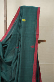 Dark Green Mul Cotton Jamdani Saree-SRDGMCJS181