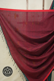 Dark Green Mul Cotton Jamdani Saree-SRDGMCJS181