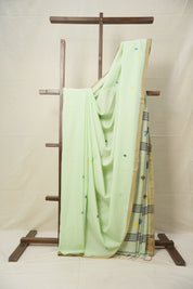 Mint Green Mul Cotton Jamdani Saree-SRMGMCJS178