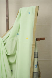 Mint Green Mul Cotton Jamdani Saree-SRMGMCJS178