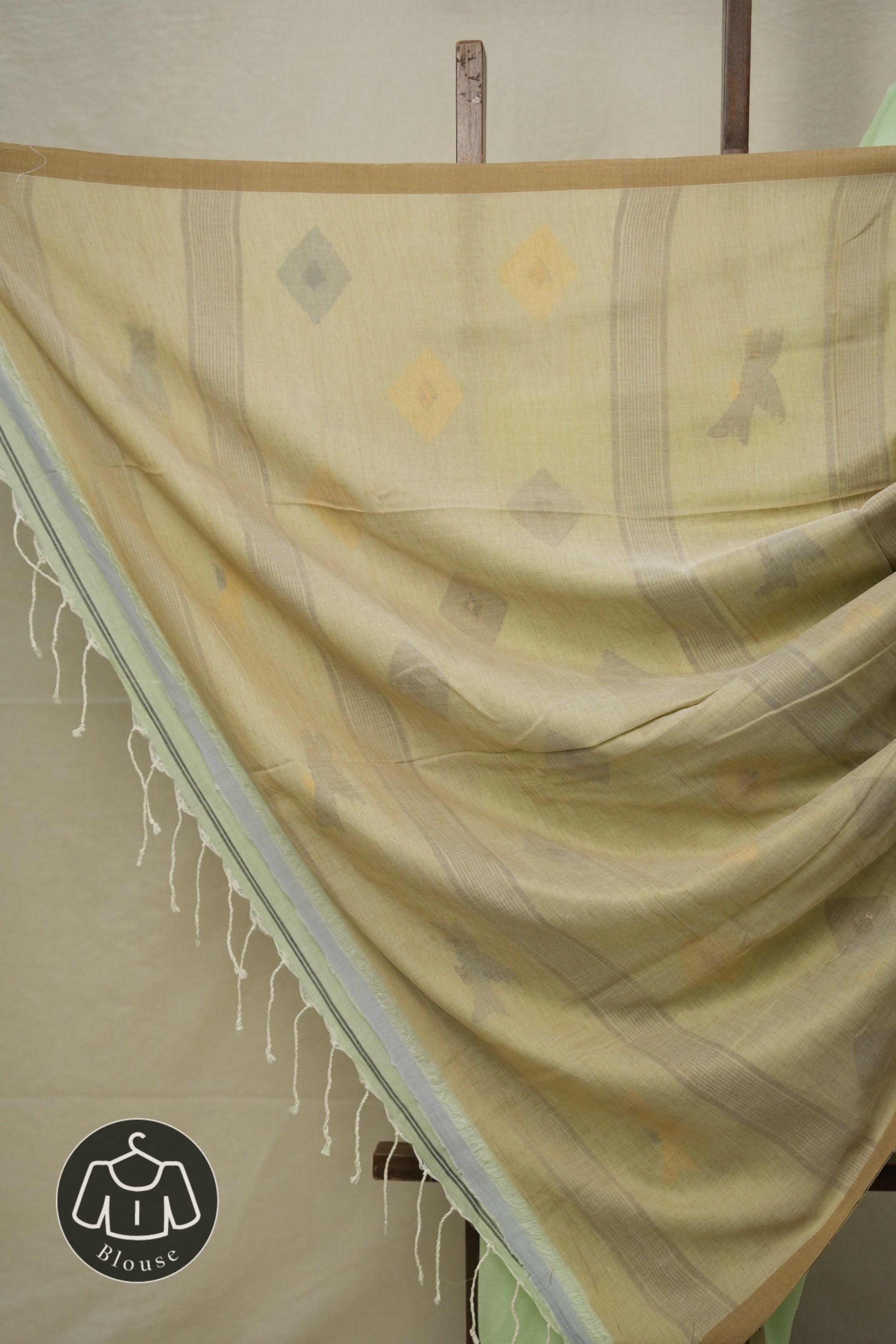 Mint Green Mul Cotton Jamdani Saree-SRMGMCJS178