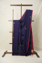 Purple Mul Cotton Jamdani Saree-SRPMCJS176