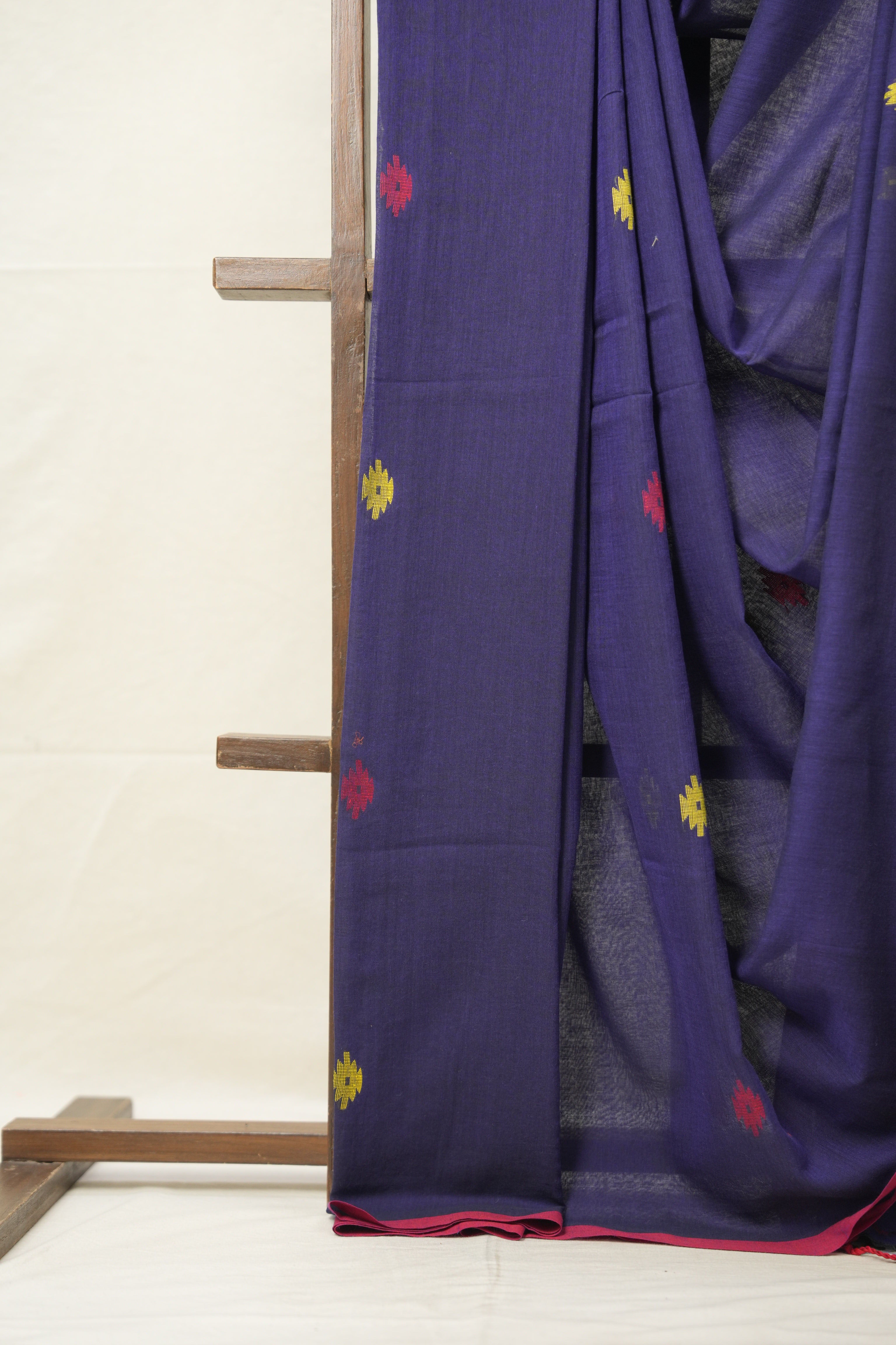 Purple Mul Cotton Jamdani Saree-SRPMCJS176