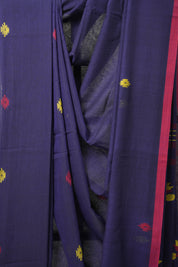 Purple Mul Cotton Jamdani Saree-SRPMCJS176