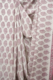 White HBP Cotton Saree - SRWCS3653