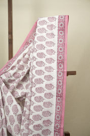 White HBP Cotton Saree - SRWCS3653