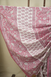 White HBP Cotton Saree - SRWCS3653