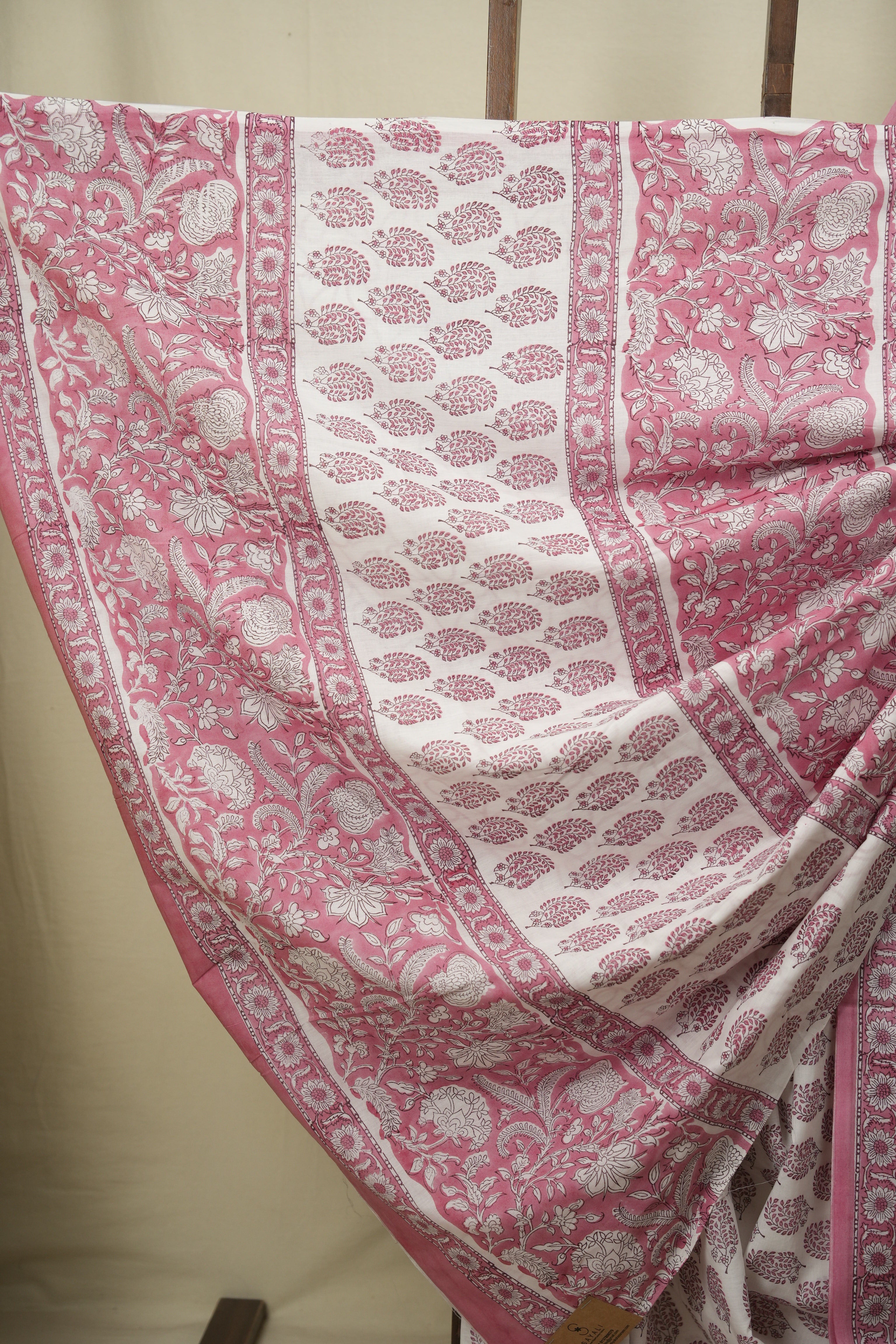 White HBP Cotton Saree - SRWCS3653