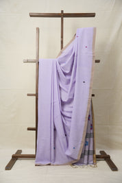 Lavender Mul Cotton Jamdani Saree-SRLMCJS175