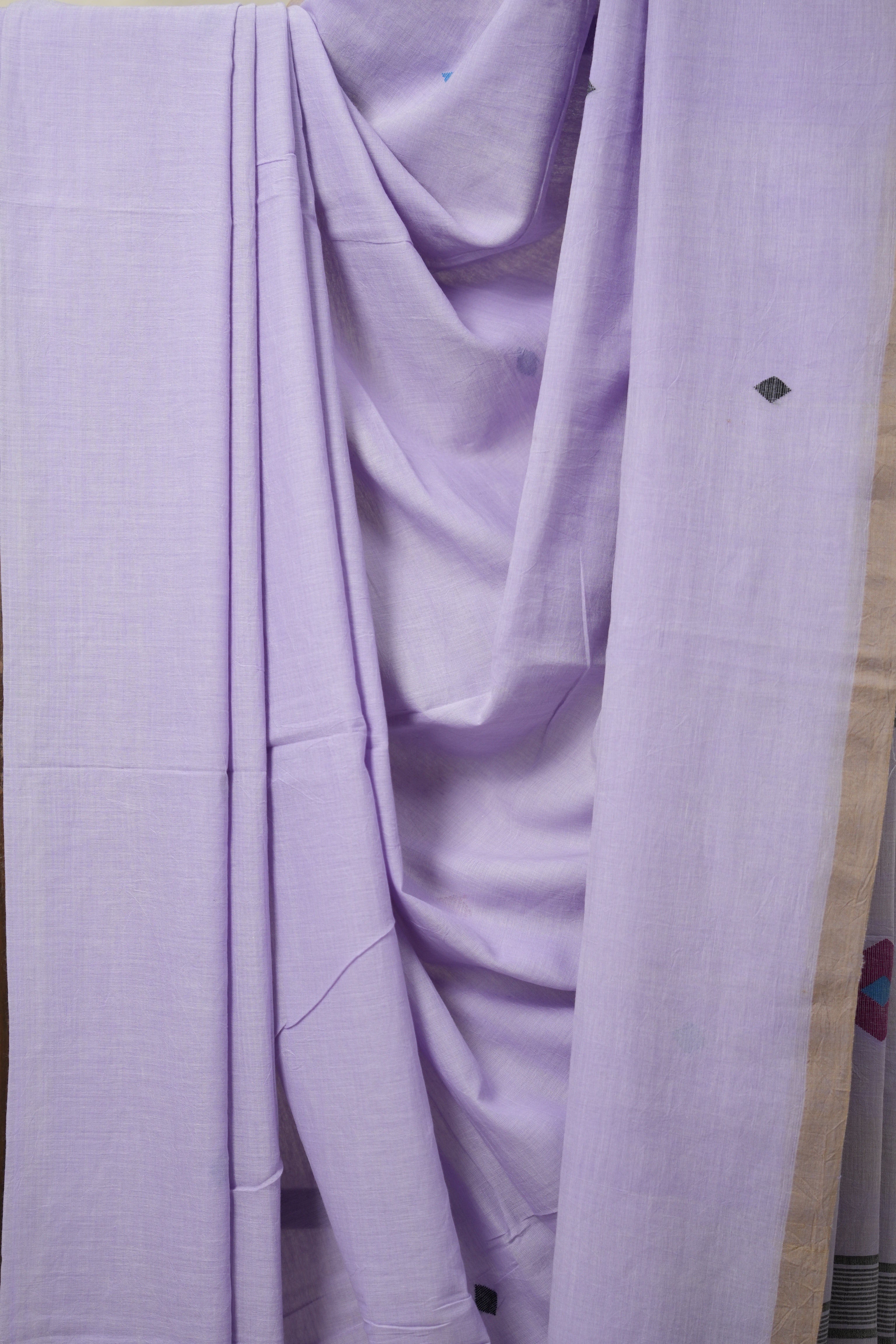 Lavender Mul Cotton Jamdani Saree-SRLMCJS175