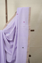 Lavender Mul Cotton Jamdani Saree-SRLMCJS175