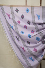 Lavender Mul Cotton Jamdani Saree-SRLMCJS175