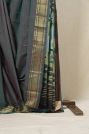Two Tone Green Cotton Paithani Saree - SRTTGCPS585