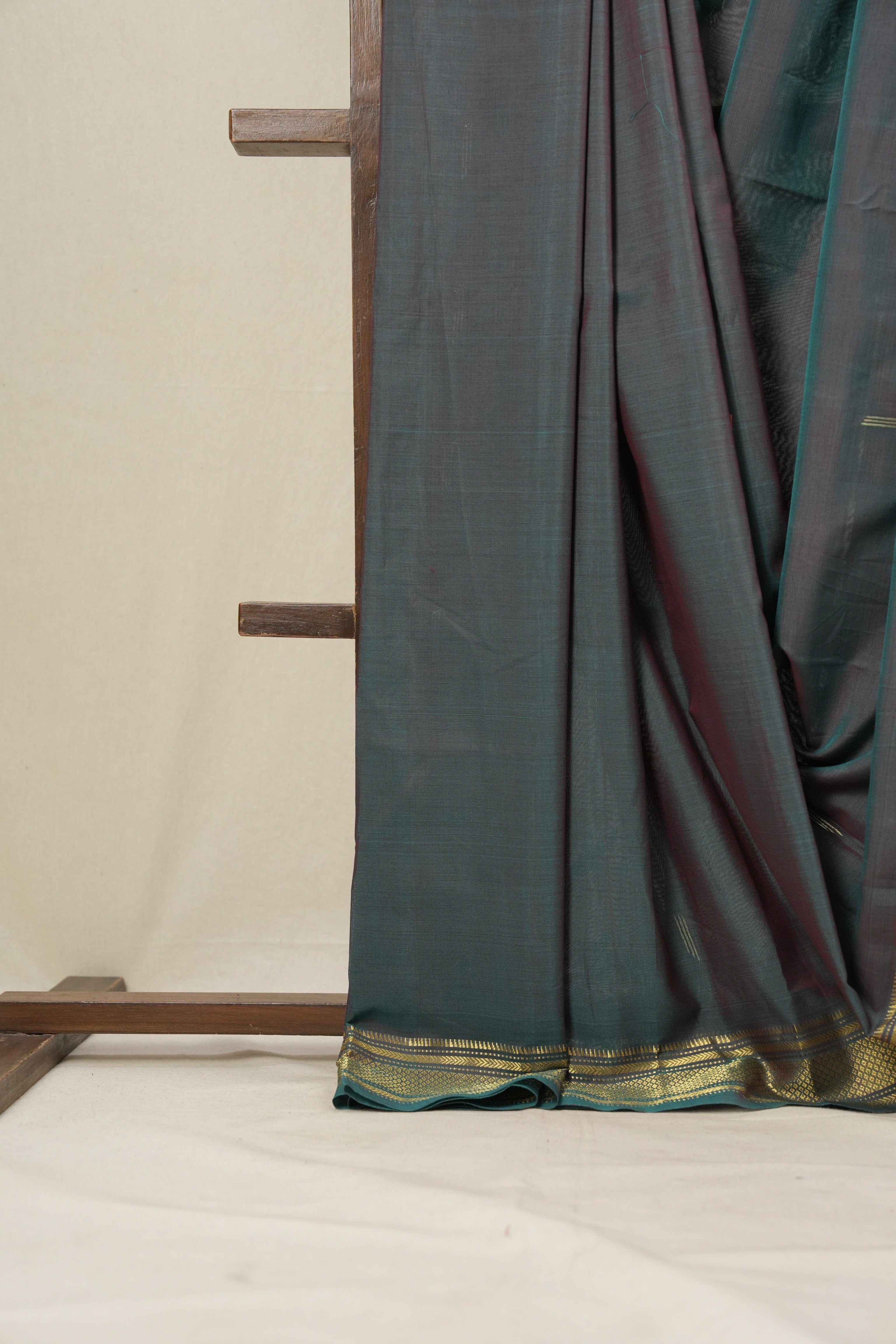 Two Tone Green Cotton Paithani Saree - SRTTGCPS585