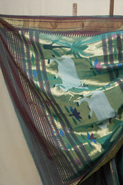 Two Tone Green Cotton Paithani Saree - SRTTGCPS585