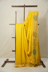 Yellow Matka Silk Jamdani Saree - SRYMSJS97