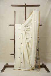 White Mul Cotton Jamdani Saree-SRWMCJS173