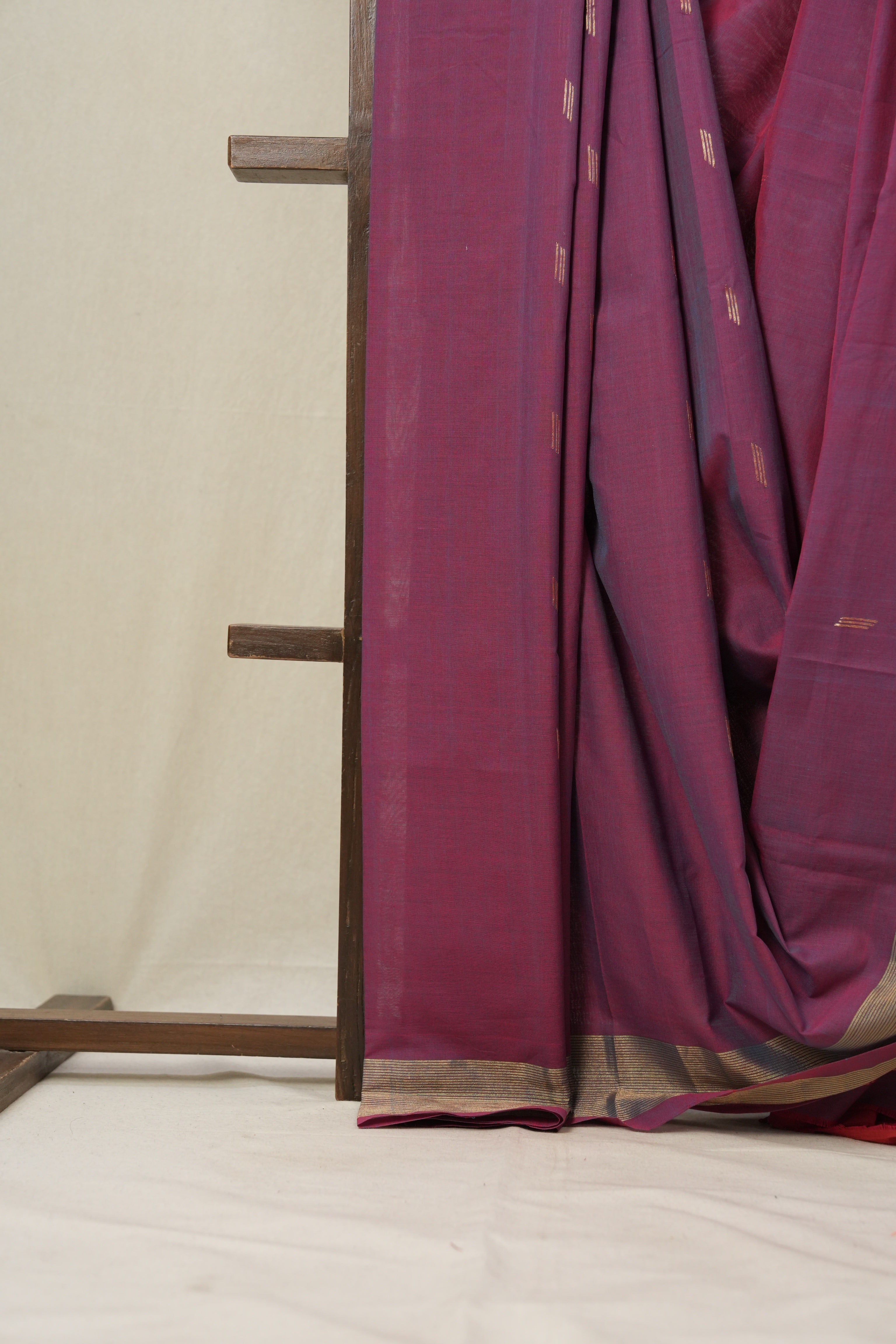 Maroon Cotton Paithani Saree - SRMCPS586