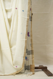 White Mul Cotton Jamdani Saree-SRWMCJS173