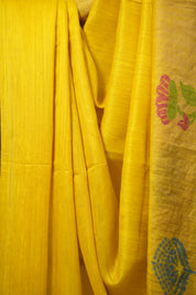 Yellow Matka Silk Jamdani Saree - SRYMSJS97