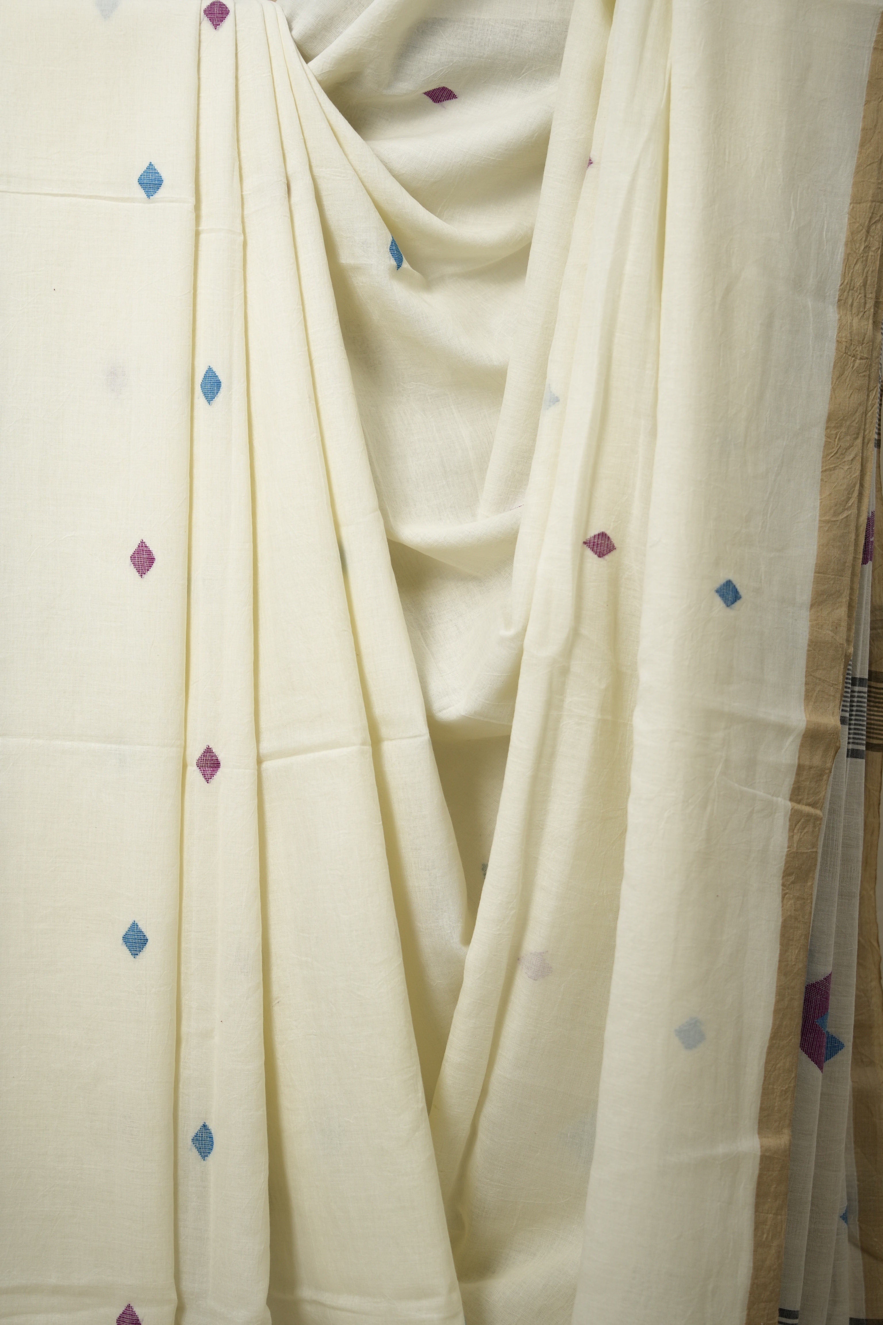 White Mul Cotton Jamdani Saree-SRWMCJS173