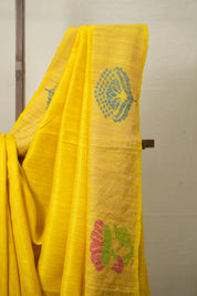 Yellow Matka Silk Jamdani Saree - SRYMSJS97
