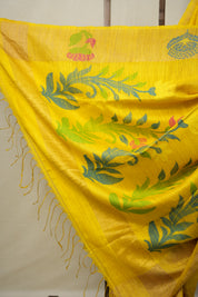 Yellow Matka Silk Jamdani Saree - SRYMSJS97