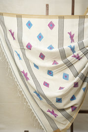 White Mul Cotton Jamdani Saree-SRWMCJS173