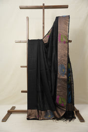 Black Matka Silk Jamdani Saree - SRBMSJS98