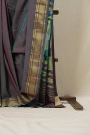 Two Tone Maroon Cotton Paithani Saree - SRTTMCPS584