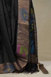Black Matka Silk Jamdani Saree - SRBMSJS98