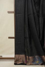 Black Matka Silk Jamdani Saree - SRBMSJS98