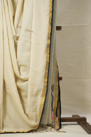 Off White Mul Cotton Jamdani Saree-SROWMCJS172