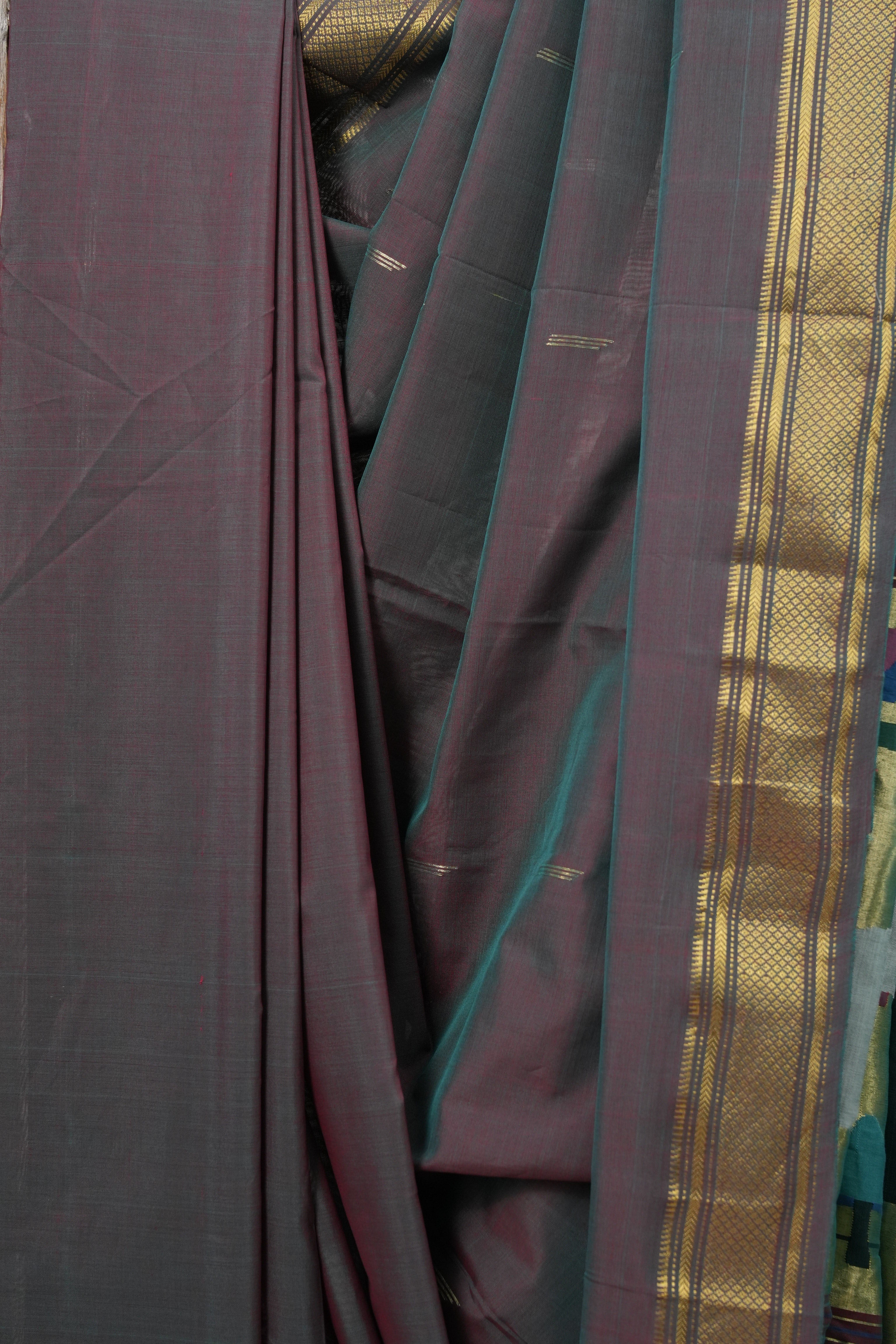Two Tone Maroon Cotton Paithani Saree - SRTTMCPS584
