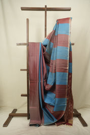 Light Peach- Sky Blue Soft Silk Saree - SRLPSBSSS471