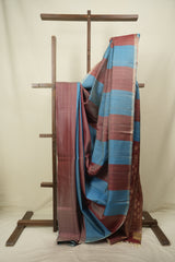 Light Peach- Sky Blue Soft Silk Saree - SRLPSBSSS471