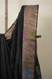 Black Matka Silk Jamdani Saree - SRBMSJS98